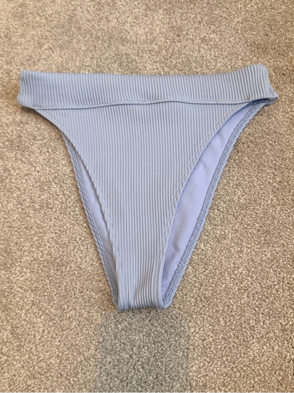 Hollister Light Blue Ribbed High Waisted Cheeky Swimsuit Bikini Bottoms M
